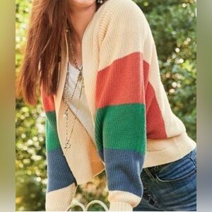 Cabi Trio Sophia Colorblock Cardigan Shawl Sweater Size XS